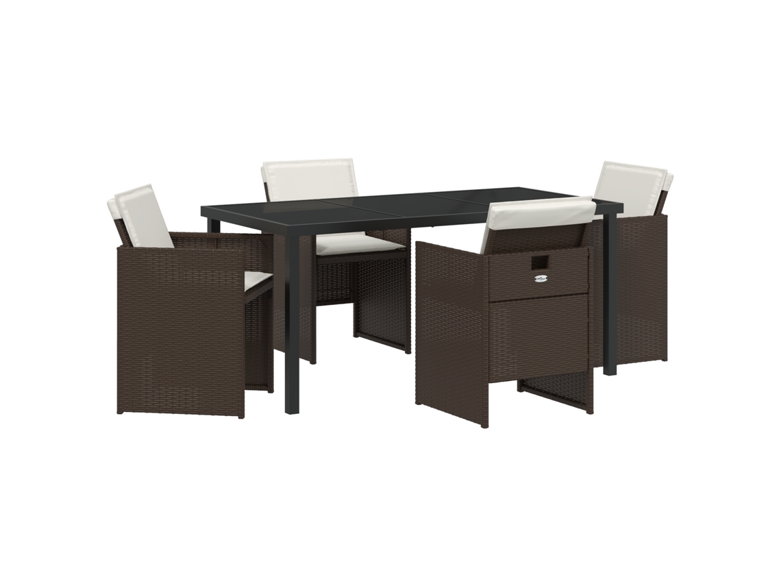 Conjunto 5 De Jantar De Jardim Com E Almofadas Vidaxl Marrom Polivime