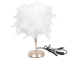 Abajur de Mesa com Penas, Elegante e Distinto, com Design Decorativo para Quarto. SFUSHOS