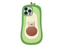 Capa de celular kawaii para iPhone 14 Pro Max, case de abacate, design divertido