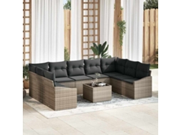 Vidaxl Conjunto de Sofá de Jardim Cinzento claro Vime Pe
