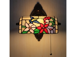 Luminária De Parede Tiffany Vintage 25cm Com Interruptor Soquete E27, Ideal Para Leitura Em Ambientes Internos, Perfeita