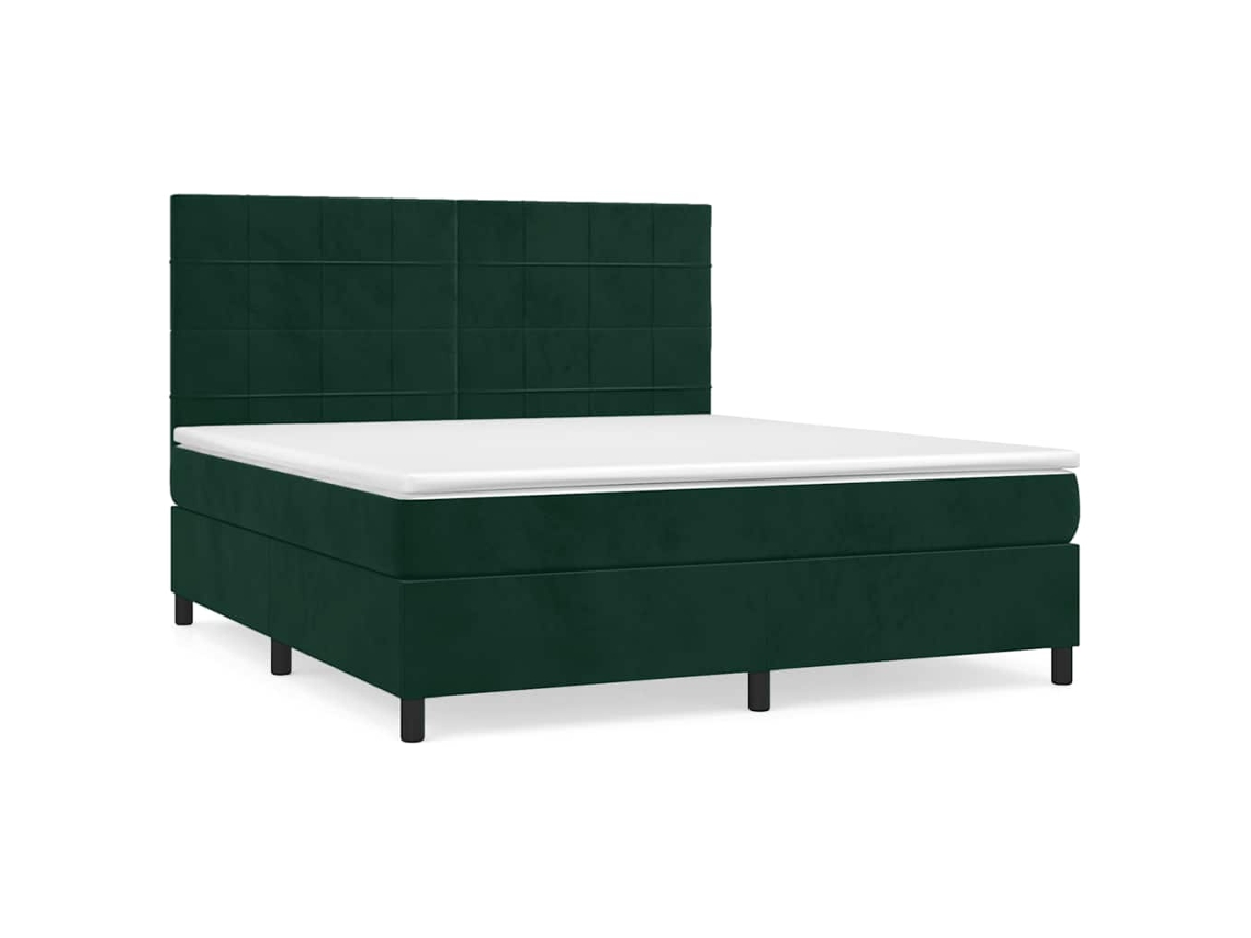 Cama com Molas/colchão 180x200 Cm Veludo Verde escuro MAISON EXCLUSIVE