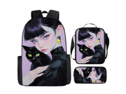 Mochila De Estudante 17 Polegadas - Conjunto 3 Peças Com Estojo E Lancheira Ideal Para Escola (estilo 14)