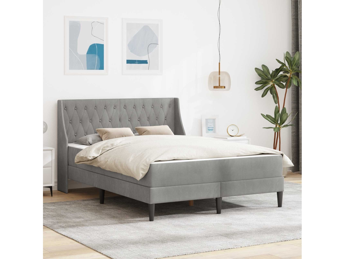 Vidaxl Estrutura De Cama Com Colchão Cinzento-claro 120 X 190 Cm