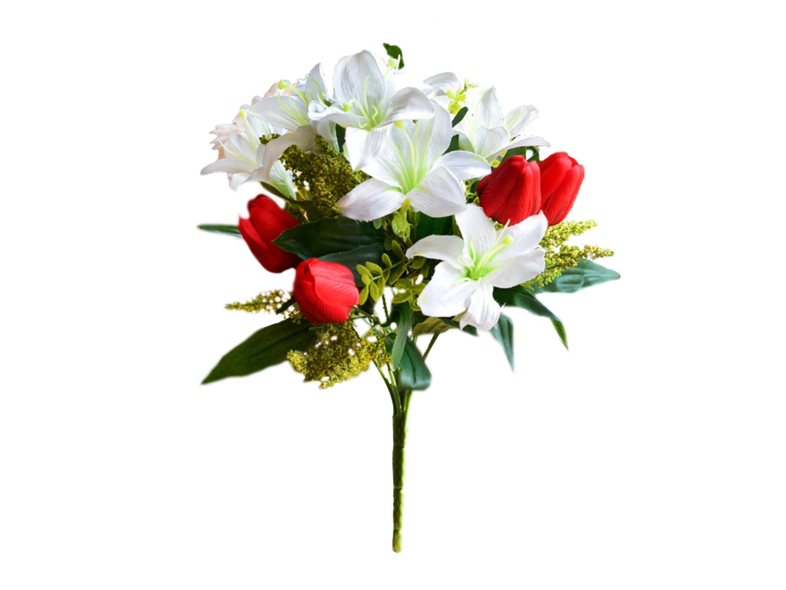 Lírio Vermelho Tulipa Artificial Memorial Decorativa