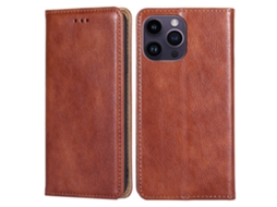 Capa Para Iphone 15 Pro Max Pele Sintética Magnética Castanho