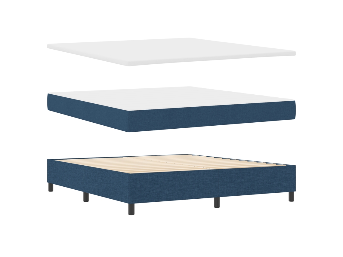 Cama Bospring Com Colchão & Banco Azul Tecido Vidaxl Azul-marinho Fabric (180x200 Cm)