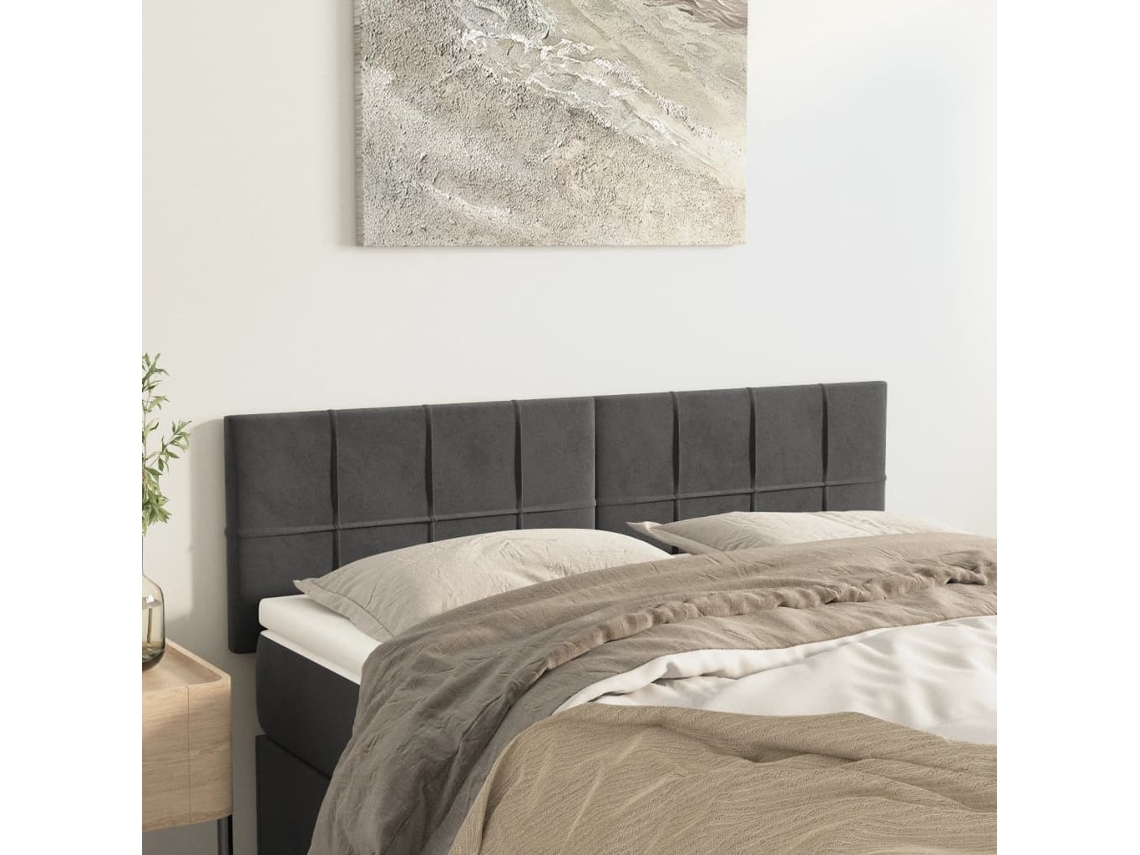 Vidaxl Cabeceiras Cinzento-escuro 144x5x78/88 Cm Veludo