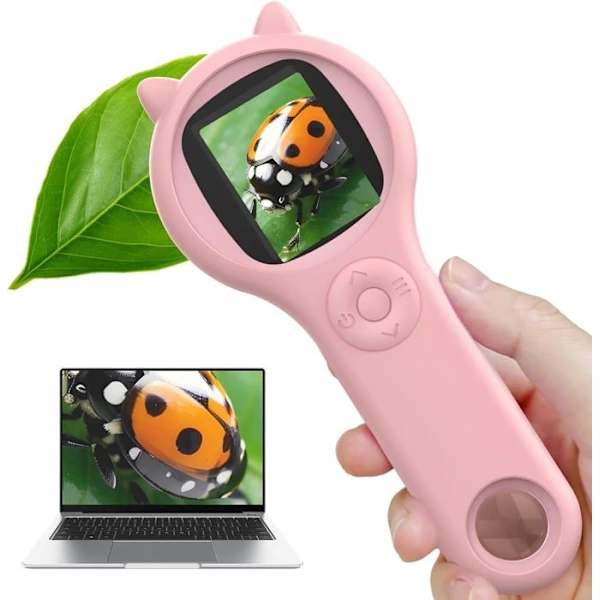 Microscópio Infantil, Ashfly, Modelo 200x, Tela Ips de 2 Polegadas, Zoom de 4x, 8 Leds Ajustáveis BRILVIBERA