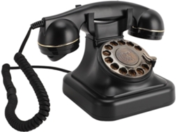 Telefone com Fio Retrô com Discagem Rotativa Fixa e Campainha Mecânica para Uso Doméstico e SFUSHOS