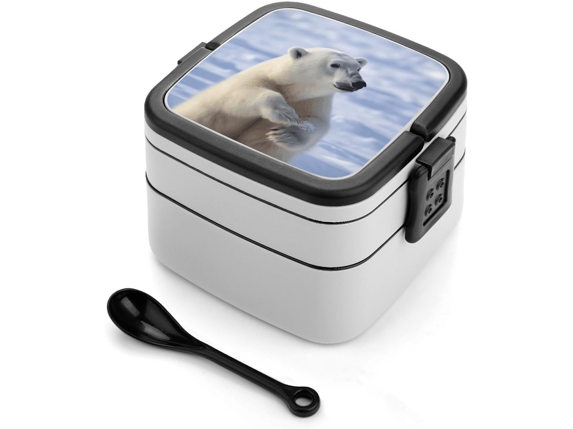 Marmita Bento De Camada Dupla, Recipiente Para Alimentos À Prova De Vazamentos 1-litro, Marmita Bento Urso Polar Para