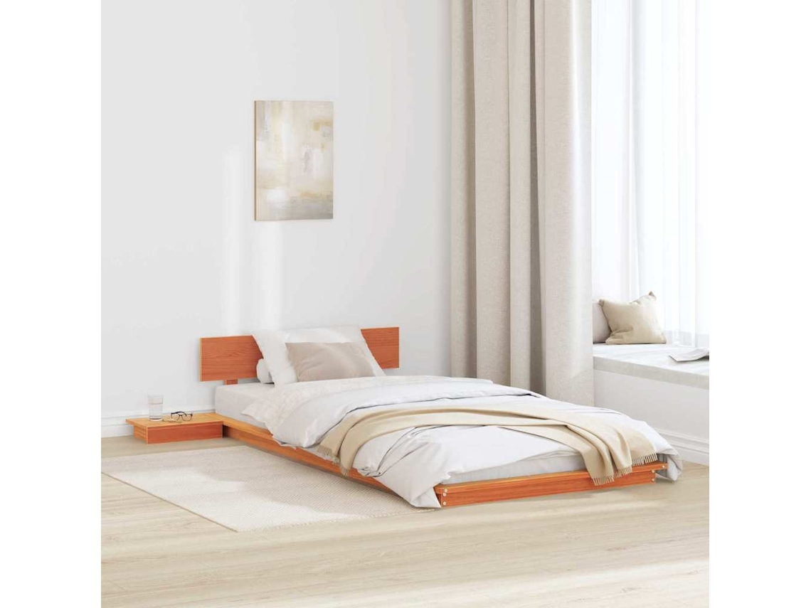 Vidaxl Estrutura da Cama Castanho 90 X 190 Cm Madeira