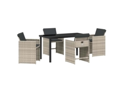 Conjunto de Jantar para Jardim 5 Pcs - Móveis de Jardim para Refeição Cinza claro Vime Pe HARLANV1