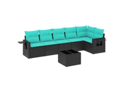 Conjunto de Sofá de Jardim, 7 Peças, Almofadas, Rattan Preto MAISON EXCLUSIVE