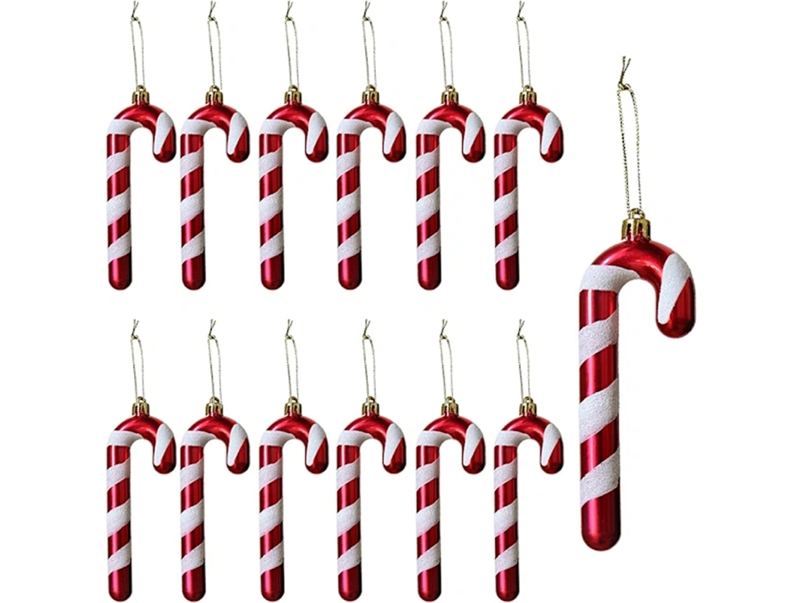 12 Enfeites Para Árvore De Natal, Pingente De Bengala Doce, Pingente Para Árvore De Natal (branco E Vermelho)-aquaforge
