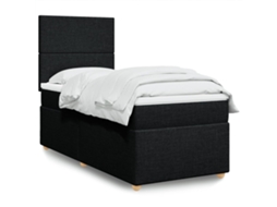 Vidaxl Cama Com Molas/colchão 90x200 Cm Tecido Preto