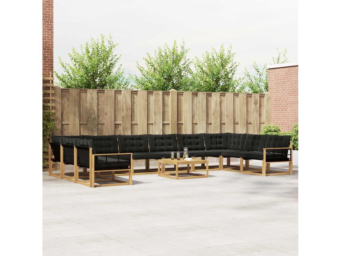 Vidaxl Conjunto De Sofás Para Exterior 11 Pcs Branco E Preto