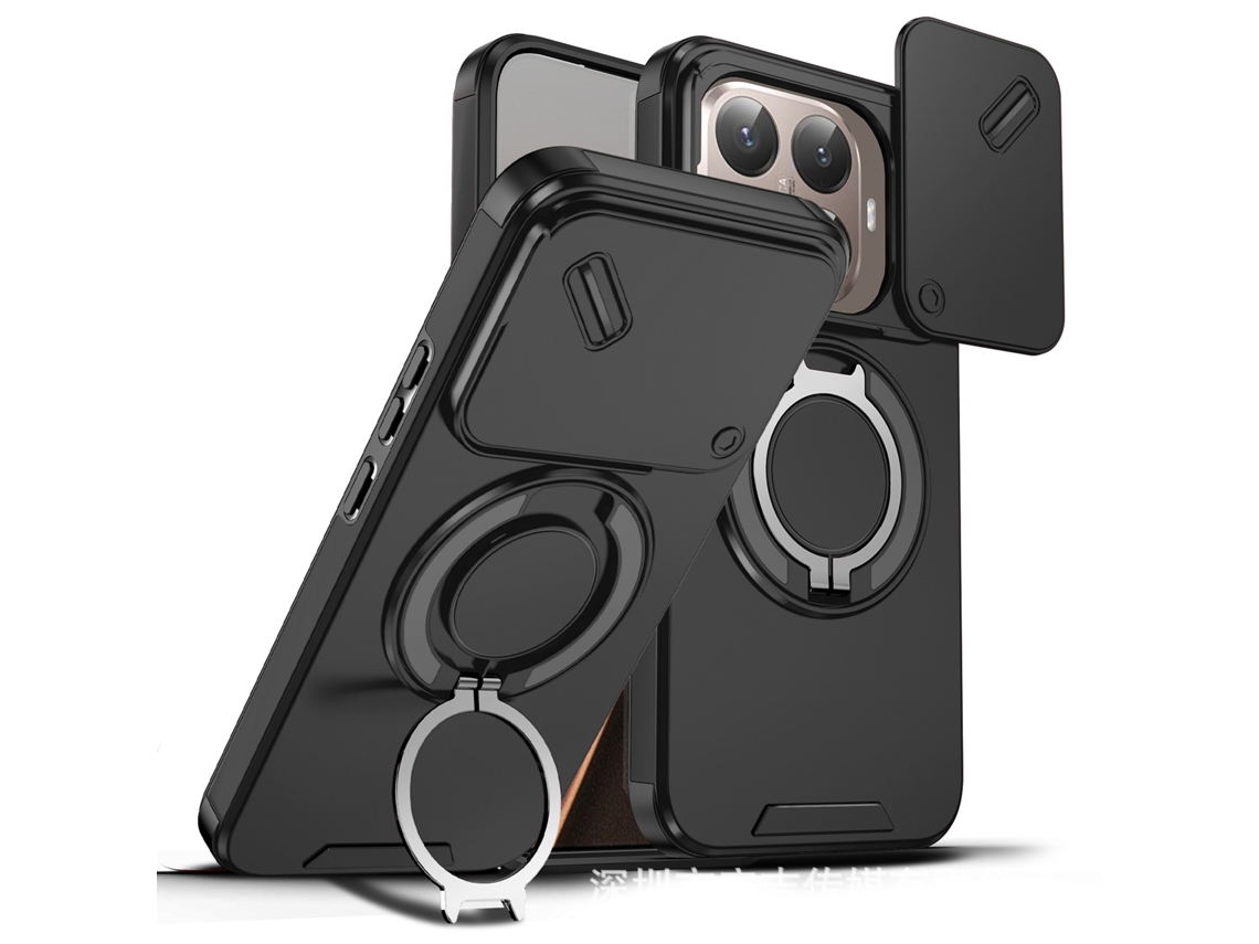Capa Para Celular Com Suporte E Janela Deslizante Para Proteção Contra Quedas.preto série Y, Redmi Note 15 4g (versão Internacional)