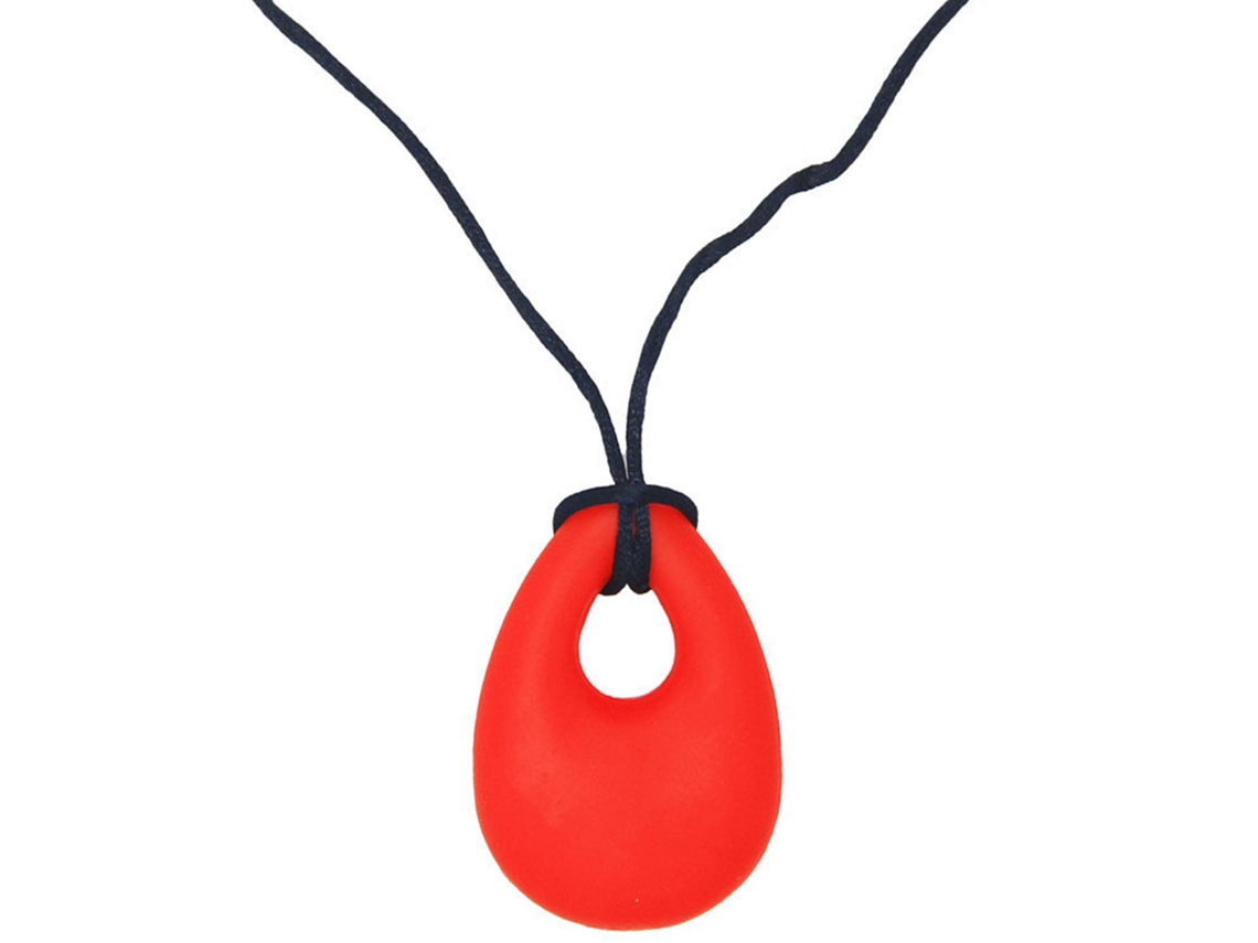 Primerox colar Mastigável para Bebê em Silicone Macio Pingente Lágrima Vermelho Brincadeira Sensorial