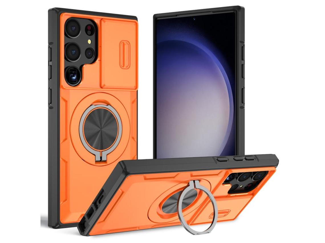 Capa Zruxe Compativel Com Samsung Galaxy S23 Ultra 5g (magsafe - Suporte Giratorio - Laranja)