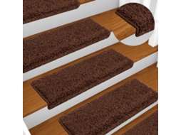 Vidaxl Tapetes De Escada 10 Peças 65x21x4 Cm Marrom Com Borda Retangular