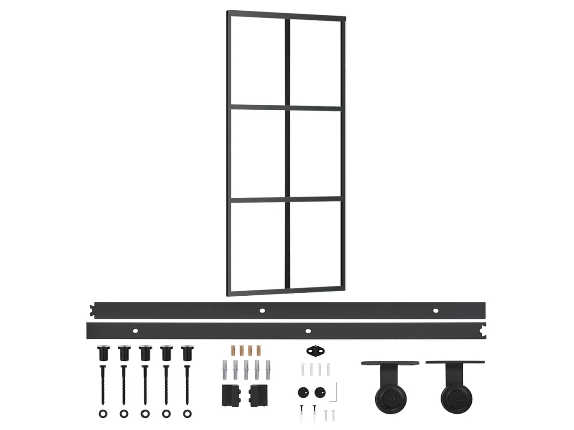 Porta Deslizante Vidaxl Preto Alumínio (90x205cm)