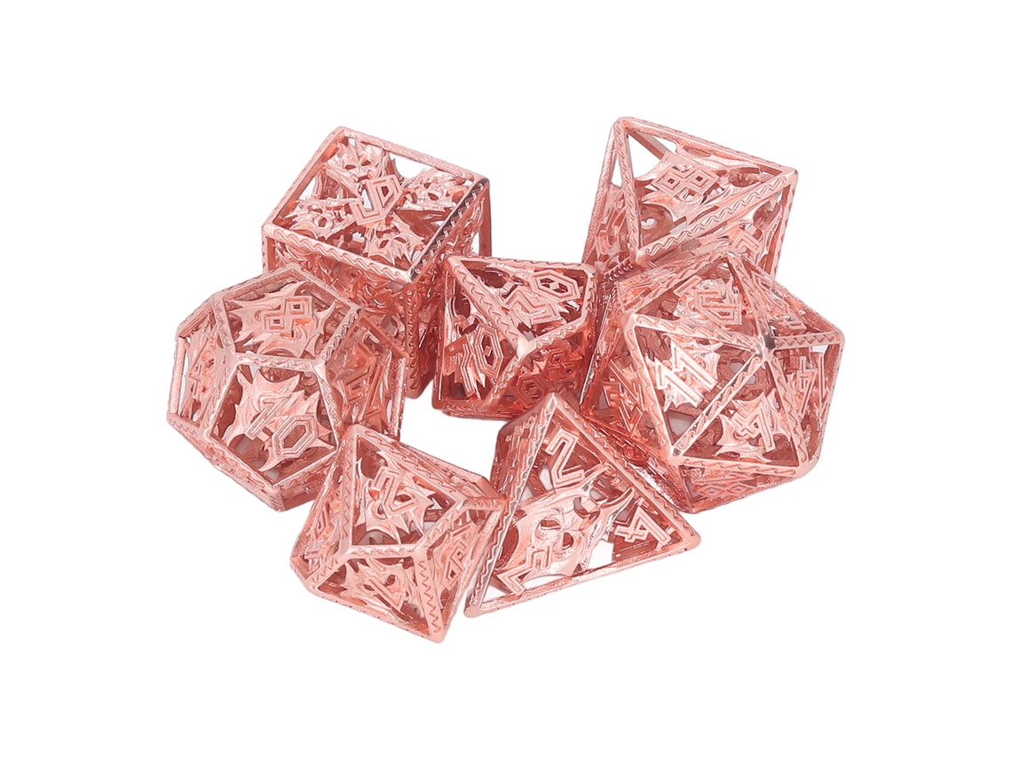7pcs Conjunto De Dados Ocos De Latão Poliédricos Para Rpg Jogo De Tabuleiro Ensino Matemática