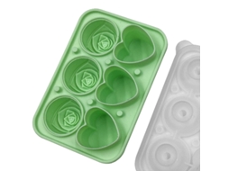 Forma De Gelo Silicone Coração, 6 Cavidades Com Tampa Funil, 3 Corações E 3 Rosas Para Whisky E Coquetéis Verde Hexinyigjly