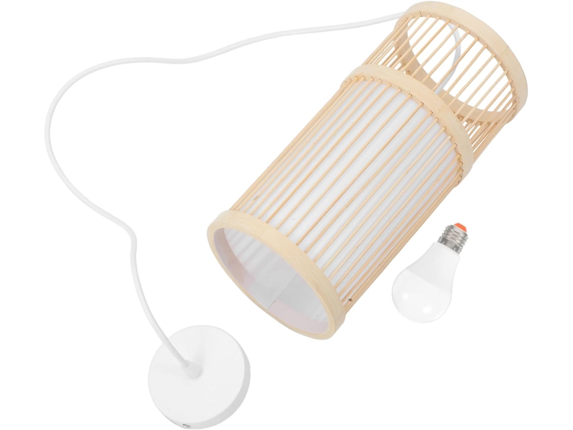 Luminária Suspensa Japonesa De Bambu Trançado - Iluminação Suave Para Sala De Estar Com Tatame Ou Quarto.