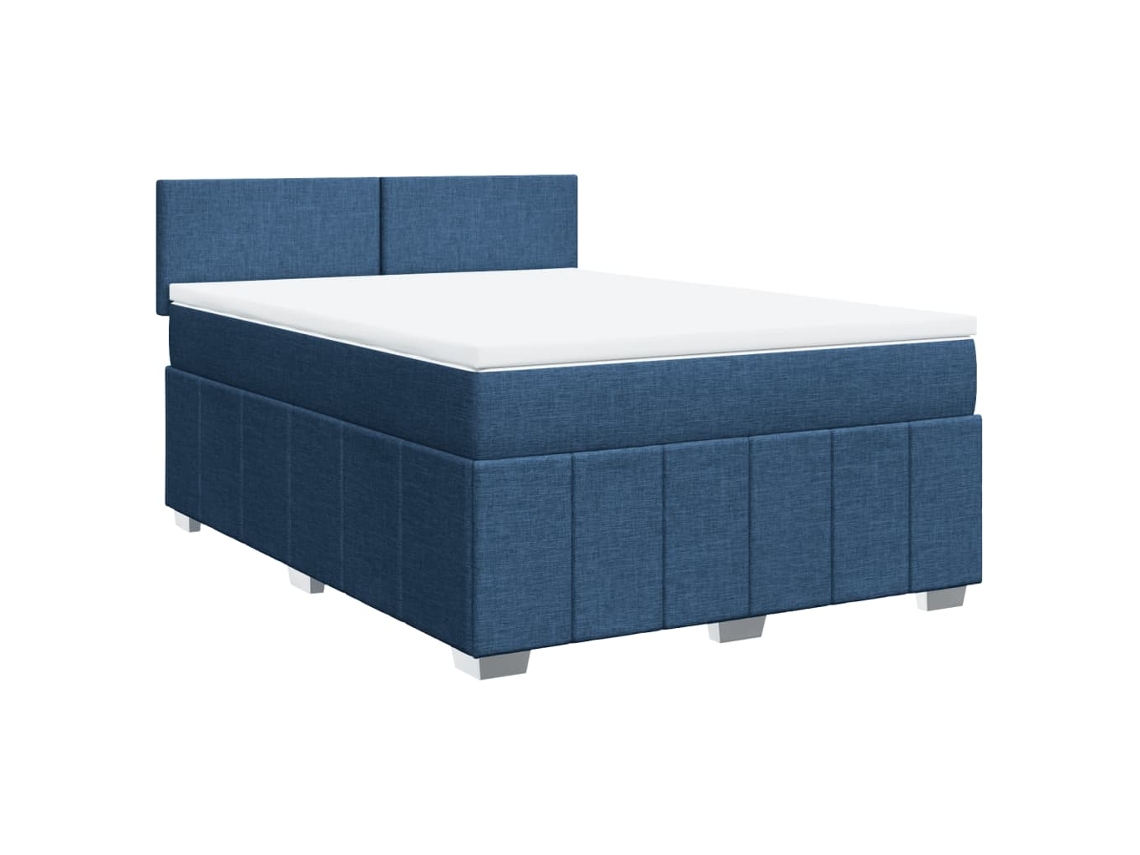 Cama com Molas/colchão 140x200 Cm Tecido Azul MAISON EXCLUSIVE
