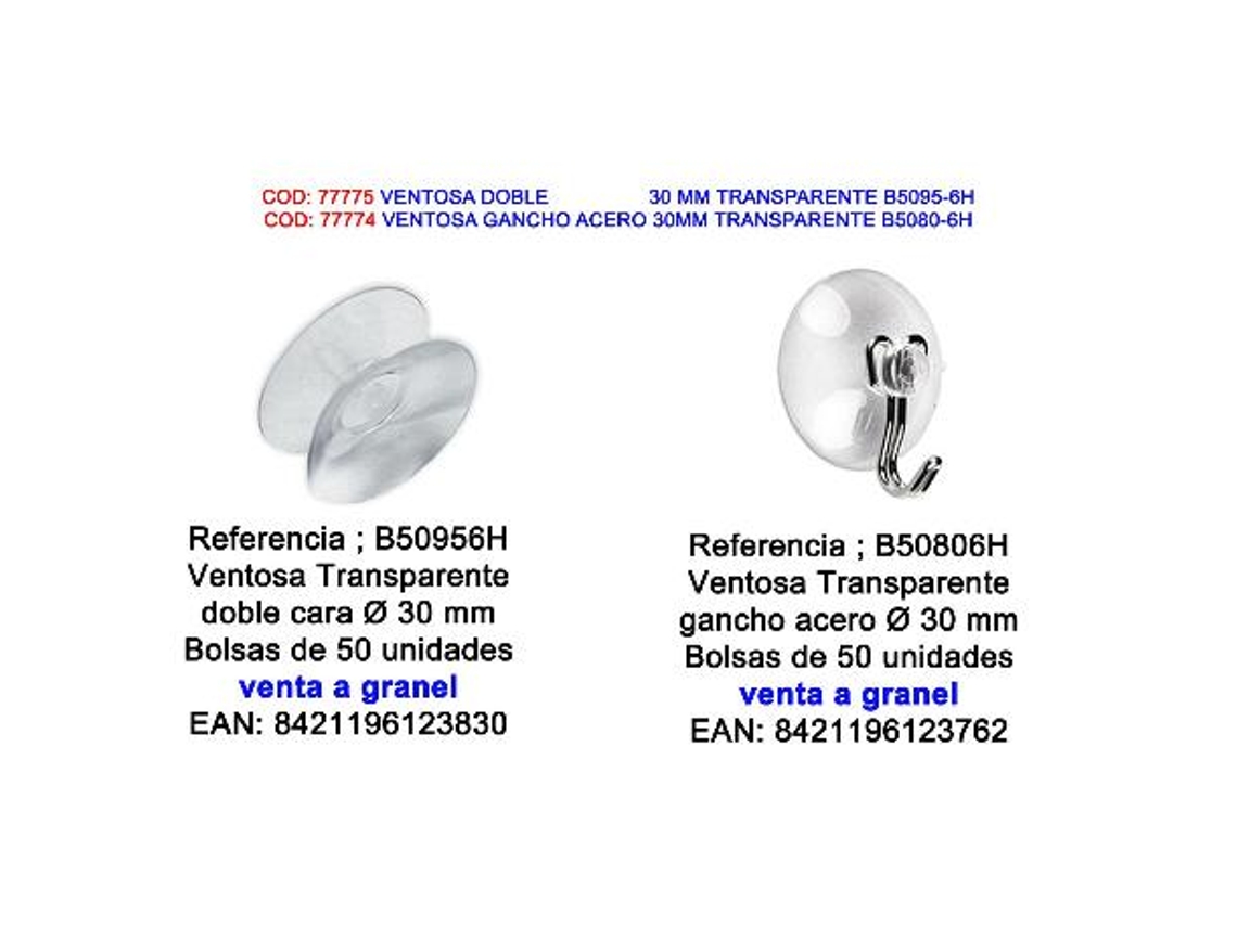 Brinox ventosa doble 30 mm transparente b50956h