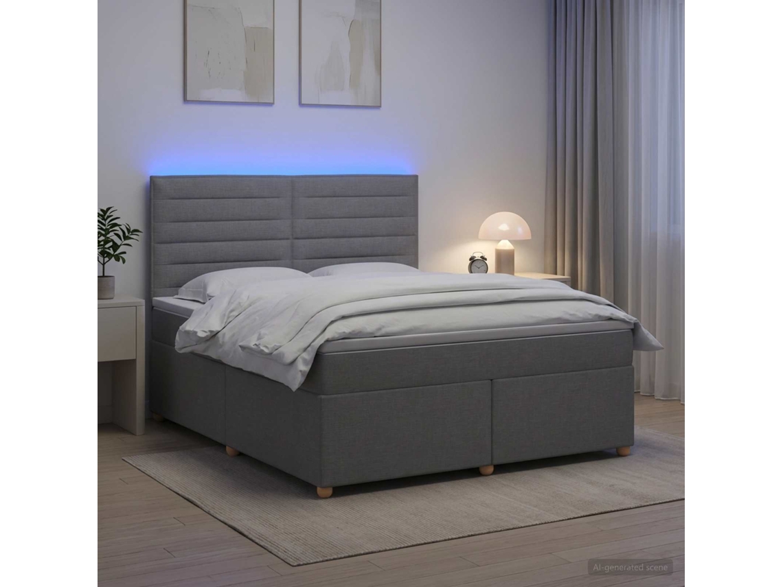 Vidaxl Cama Box Spring Com Colchão Cinzento-claro 140 X 190 Cm Tecido