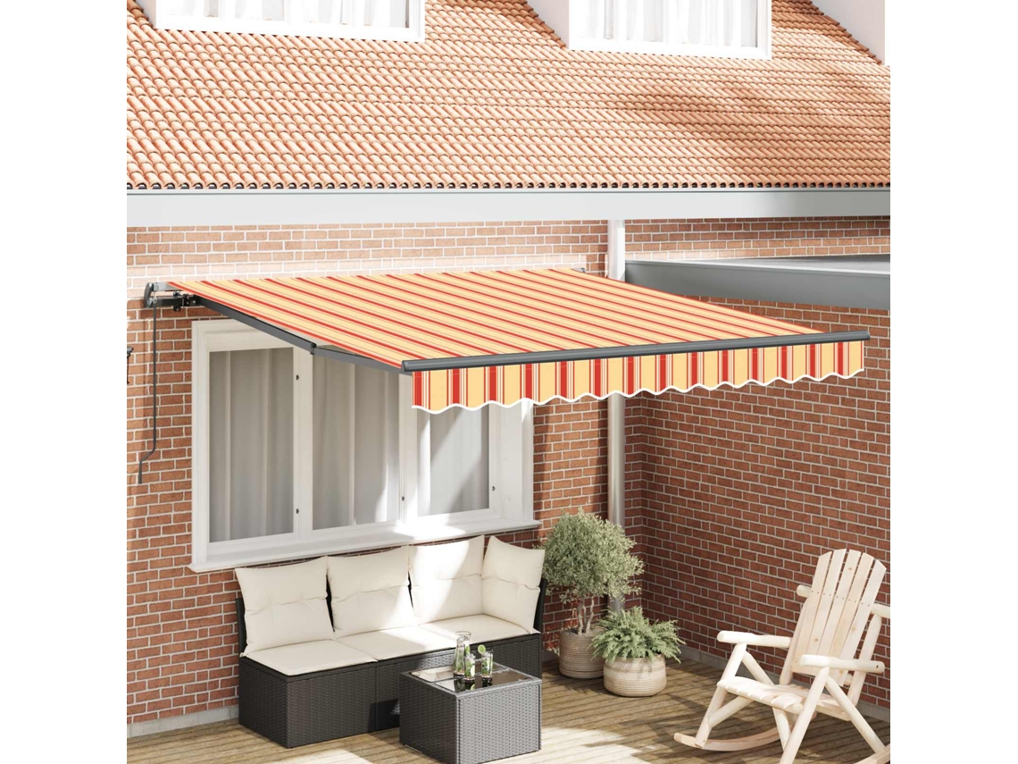 Vidaxl Toldo Retrátil Amarelo E Laranja 300 X 250 Cm
