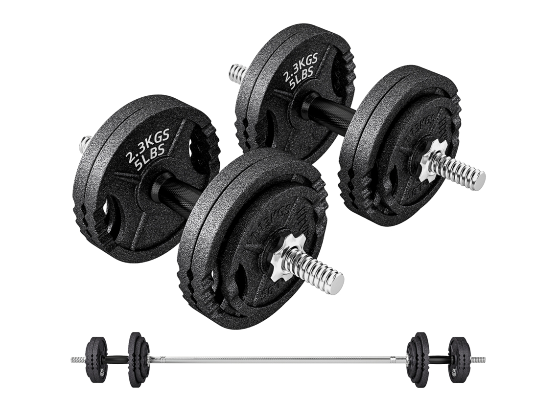 Conjunto de Pesos VELTUS TRADE, 42 Kg, 14 discos, barra e halteres, preto