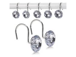 2026-12 Ganchos De Cortina De Ducha, Anillos De Cristal Acrílico, Resistente À Ferrugem, Deslizamento Suave