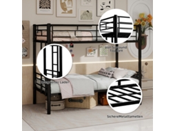 Camas ROLIPO Beliche de Metal Separável em Duas 90x190 Cm Preto