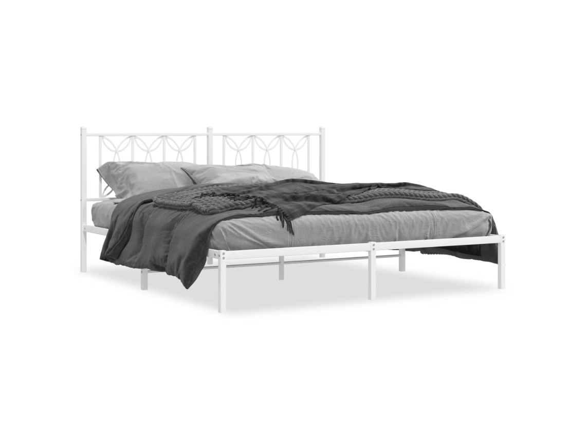 Bed Frame, Bed Frames Vidaxl Branco Metal (183 X 213 Cm)