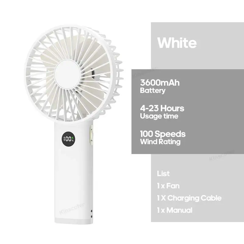 Mini Ventilador de Mão, Usb, 3600mah, Controle MDUG