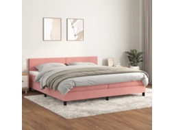 Vidaxl Cama Com Molas/colchão 200x200 Cm Veludo Rosa