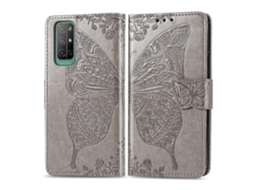 Capa De Couro Com Aba Horizontal, Estampa De Borboleta E Flor Em Relevo, Com Suporte, Compartimento Para Cartão, Função Carteira E Cordão Para Huawei