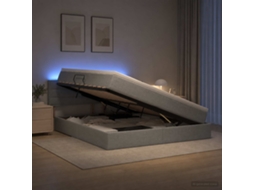 Vidaxl Cama De Armazenamento Led Com Colchão Cinzento-claro