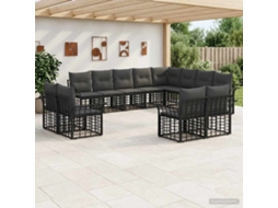 Vidaxl Conjunto De Sofás Para Exterior 12 Unid. Preto E Cinza Escuro