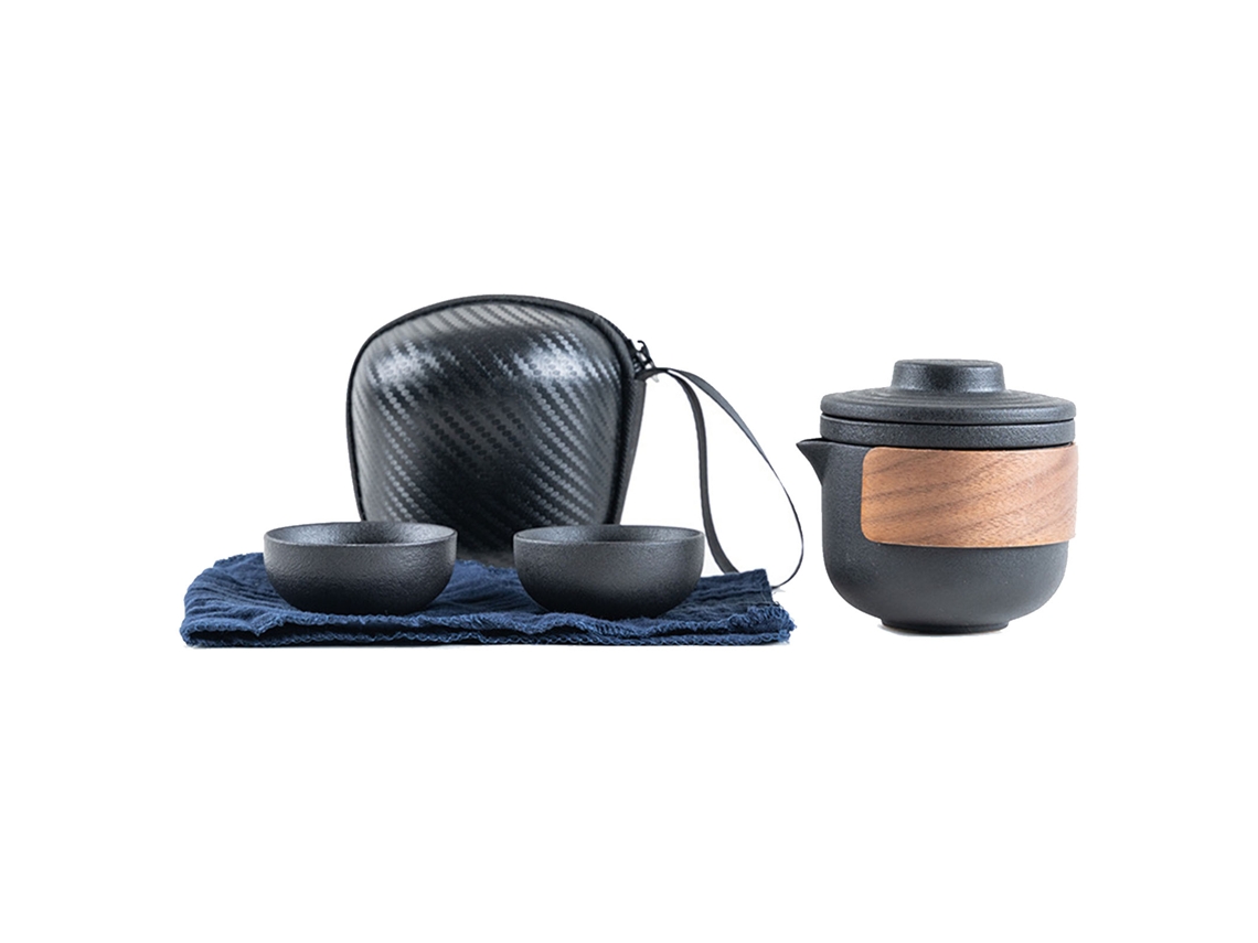 Mali conjunto de Chá Portátil Anti queimadura Cerâmica com Infusor e 2 Copo para Viagens e Camping
