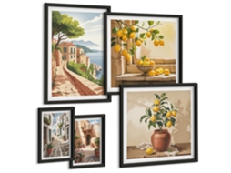 Conjunto De Pinturas Vistas Encantadoras Mediterrâneas Espelharte (5 Peças)