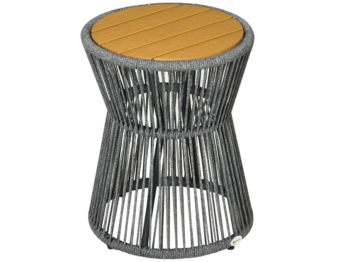 Mesa Bistrô Plástico Pés Ajustáveis Cinza Natural VELTRIX