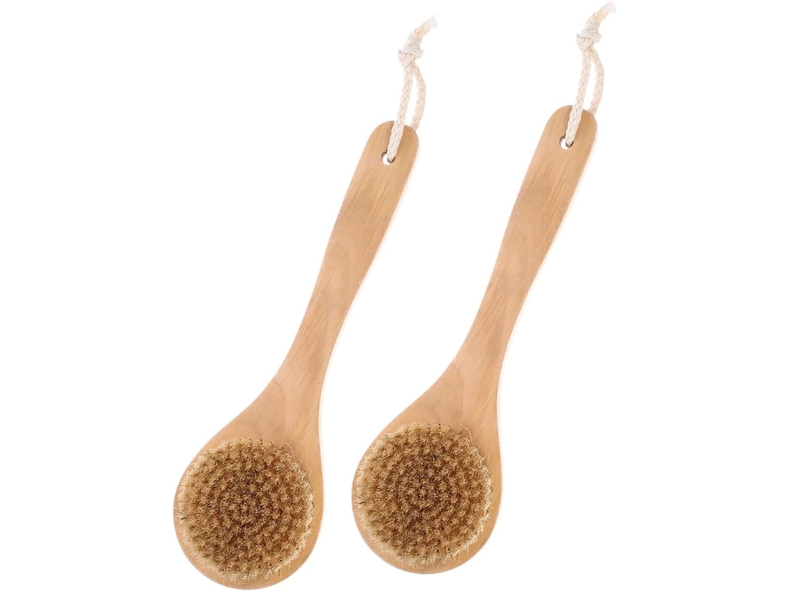 Conjunto De 2 Escovas Esfoliantes Corporais Galpada Com Cabo Curto Para Uso Seco Ou Molhado, Esponja De Banho Natural