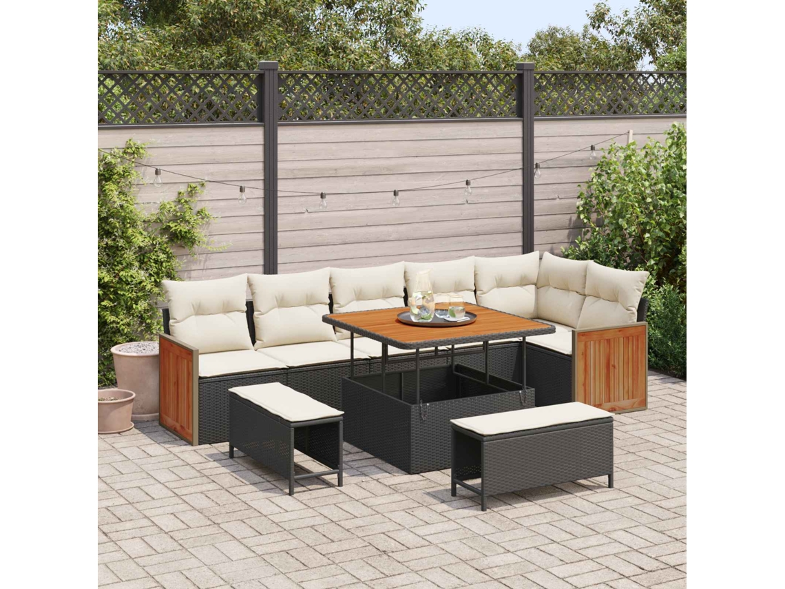 Vidaxl Conjunto De Sofá De Jardim 9 Unid. 9-número De Lugares