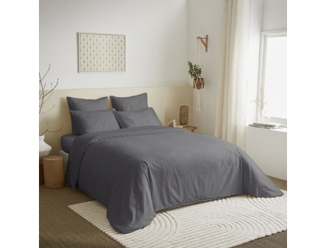 Conjunto de Capas de Edredão UNIVERS DÉCOR Completo Antracite Unicolor Algodão Multicor - 6pcs (200 cm)