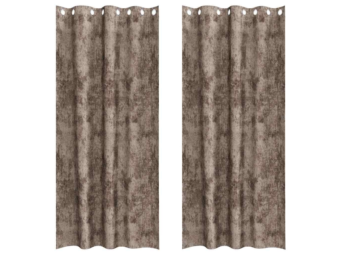 Conjunto 2 Cortinas De Veludo Vidaxl Castanho Veludo (245 X 140 Cm)