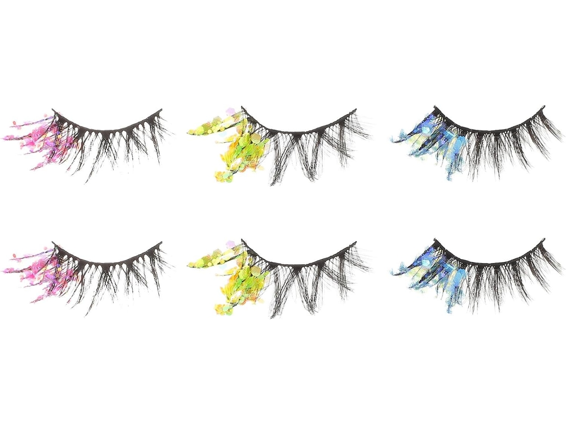 Conjunto de 3 pares de presilhas de cabelo 3D coloridas com glitter para homens e mulheres, feitas de fibra.